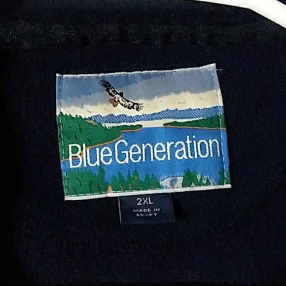 Blue Generation Vintage Men's Navy Blue Chevron Fleece Jacket - Picture 7 of 8